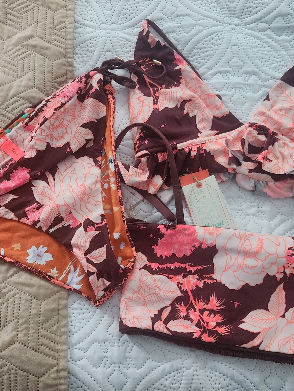 Maaji Reversible Floral Bikini Set, Size Large NWOT